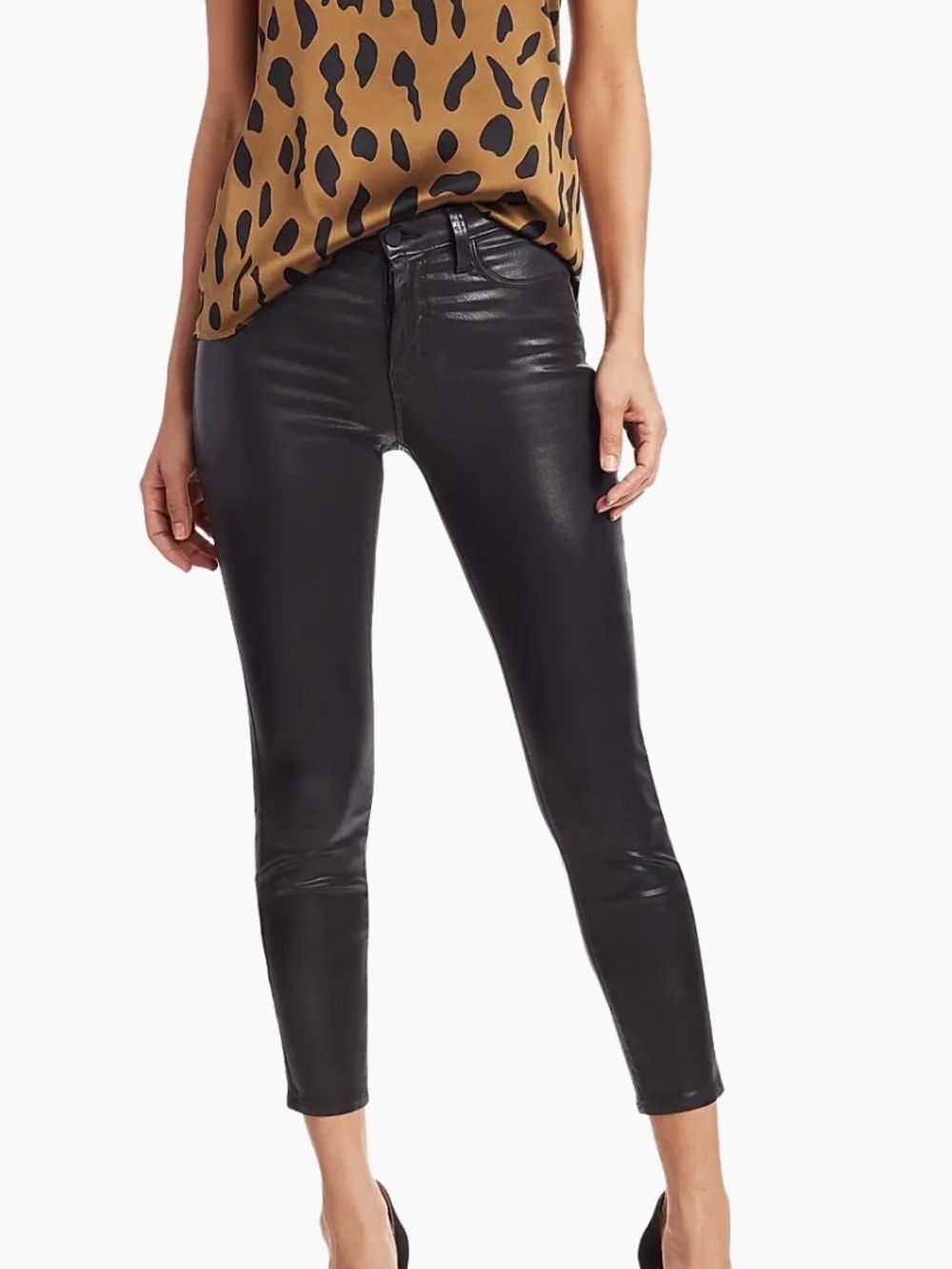 L’Agence Margot Coated Crop Skinny Jean in Black Size 27 ‘Super Stretch’